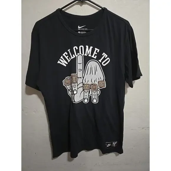 Nike ‘Welcome to LA’ Kobe Bryant LA Lakers Shirt 5 Rings Size Large - Picture 1 of 9